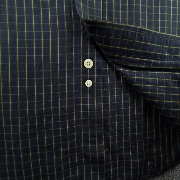 Viyella Green Blue Check Button Up Shirt Medium Cotton USA Made Long Sleeve - Picture 10 of 15